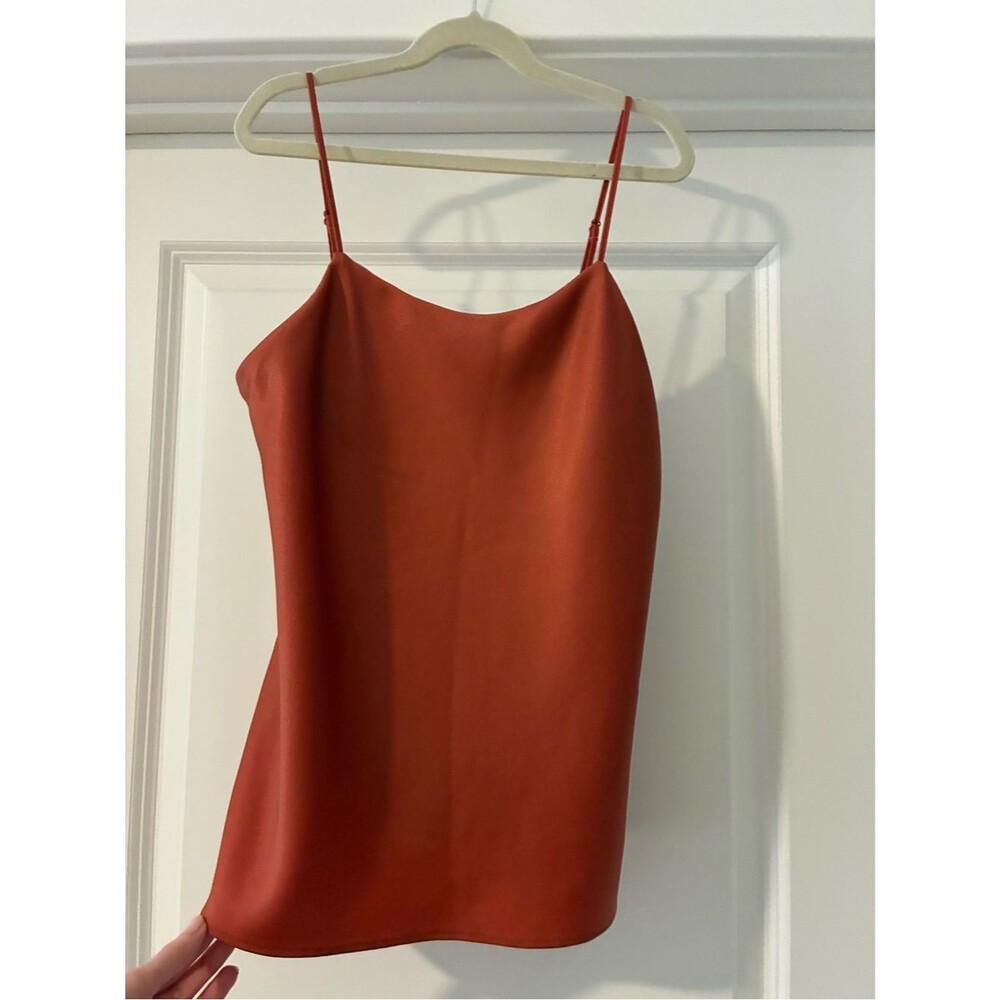 SPANX Orangey Red Satin Spaghetti Strap Cami Top